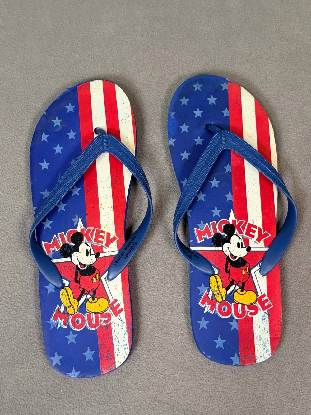 Disney Mickey Mouse Americana/ Patriotic/ Flag Men's Flip Flops Size 13/14